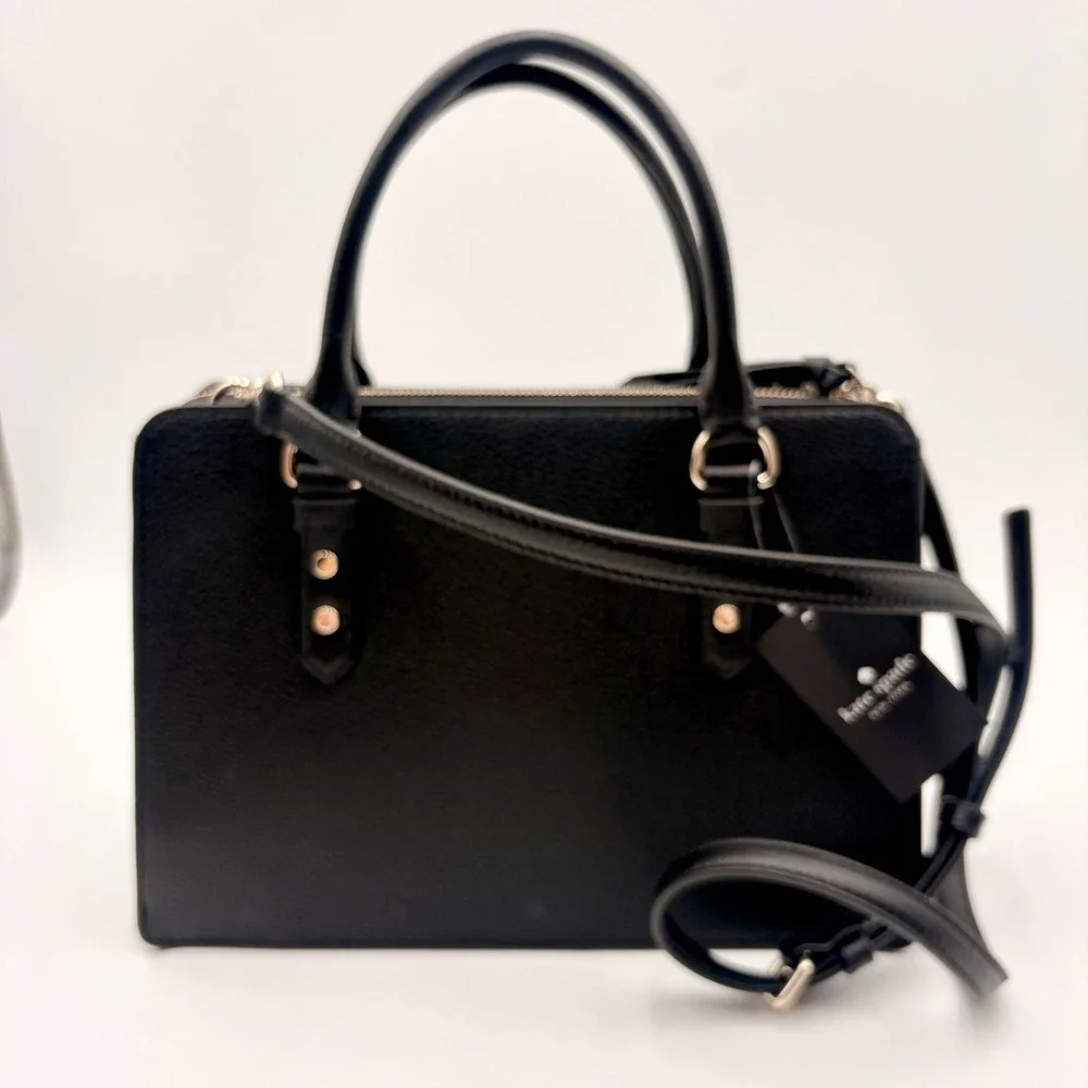 Kate Spade Mulberry Street Lise Black Pebbled Leather Satchel Bag K1115 NWT
